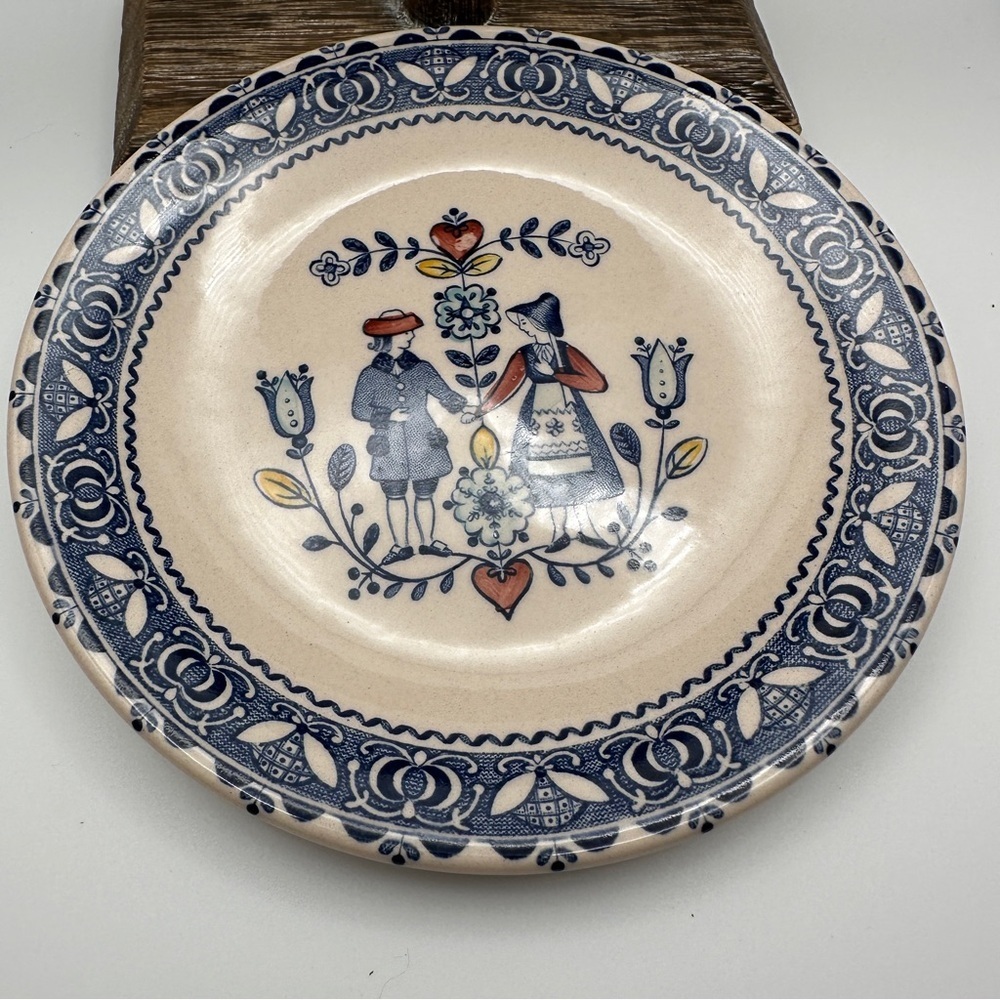 Staffordshire Johnson Bros Old Granite "Hearts and Flowers" Bread Plate Set of 7